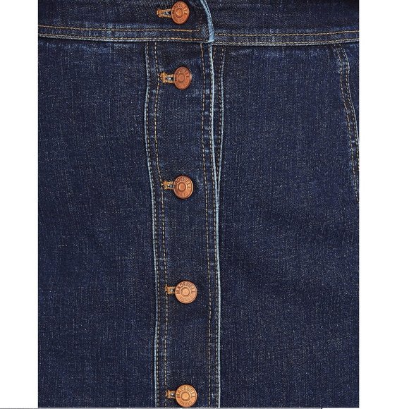 Stretch denim a-line mini skirt button-front - Picture 2 of 5